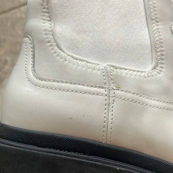 Ash Mastro Leather Pull-On Combat Boots White