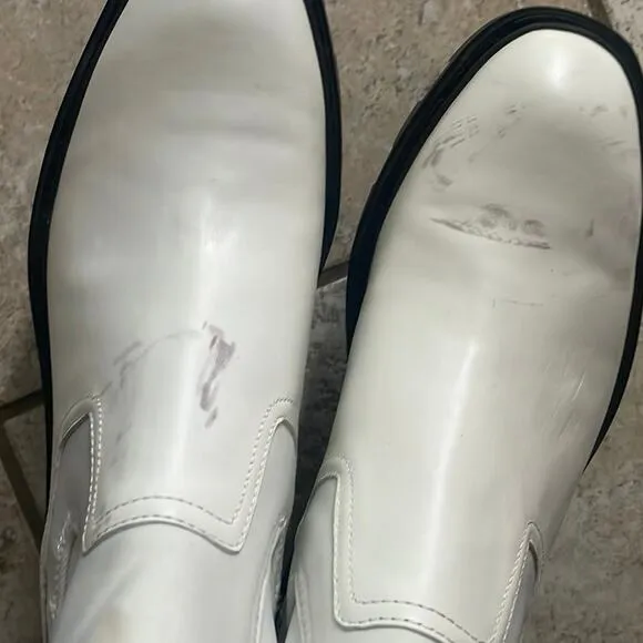 Ash Mastro Leather Pull-On Combat Boots White