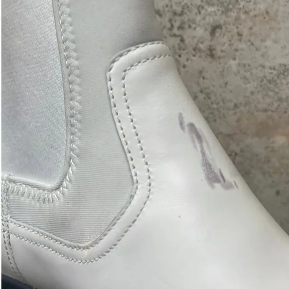 Ash Mastro Leather Pull-On Combat Boots White