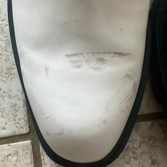 Ash Mastro Leather Pull-On Combat Boots White