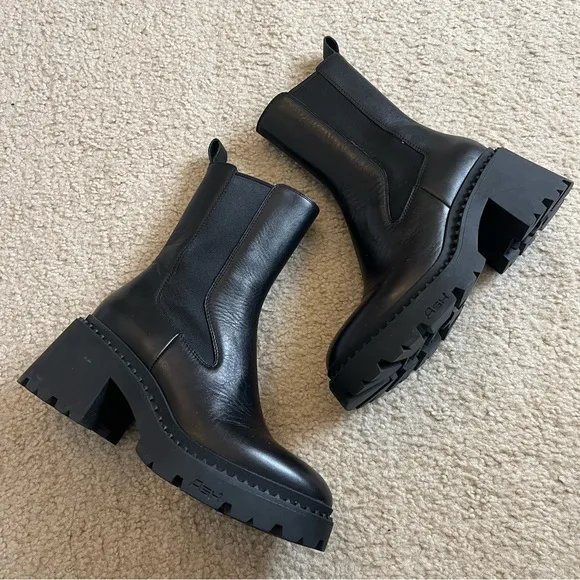 Ash Nico Round-Toe Ankle Boots 60mm leather chunky boots chelsea combat boot 37