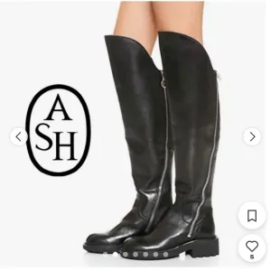 ASH Seven Women's Black Leather Seven Over the Knee Double Zipper Boots US 7.5