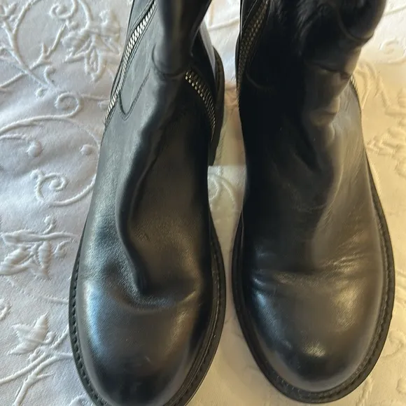 ASH Seven Women's Black Leather Seven Over the Knee Double Zipper Boots US 7.5