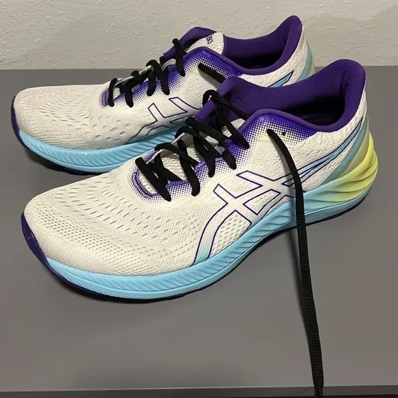 Asics Gel Excite 8 sneakers white blue purple lime green size 9