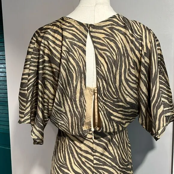 ASTR NEOT Flutter Sleeve Open Back Midi Dress Zebra - S ($99)