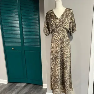 ASTR NEOT Flutter Sleeve Open Back Midi Dress Zebra - S ($99)