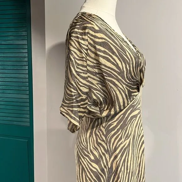 ASTR NEOT Flutter Sleeve Open Back Midi Dress Zebra - S ($99)