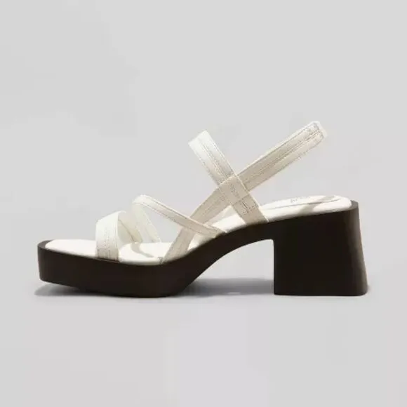 Asymmetrical band with sling back open toe sandals sz 9.5