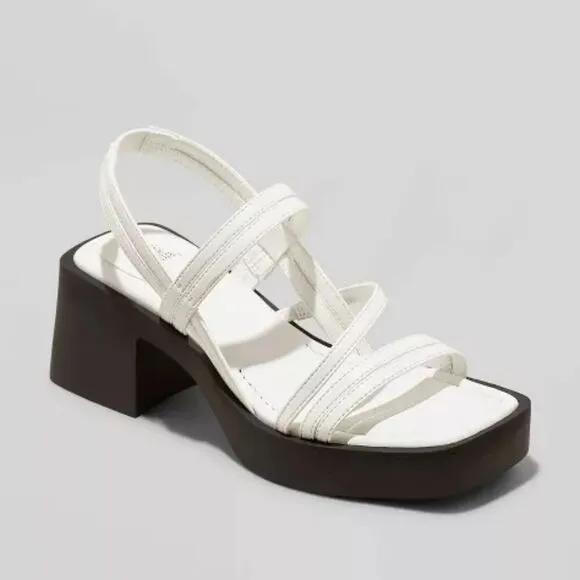 Asymmetrical band with sling back open toe sandals sz 9.5