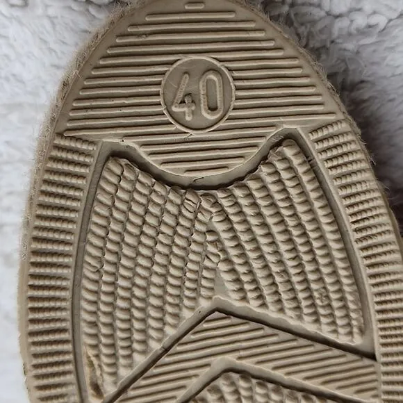 ATELIER ALIENOR ESPADRILLE TAN SILVER LEATHER CAP-TOE FLAT SANDALS SIZE 40 NWOB
