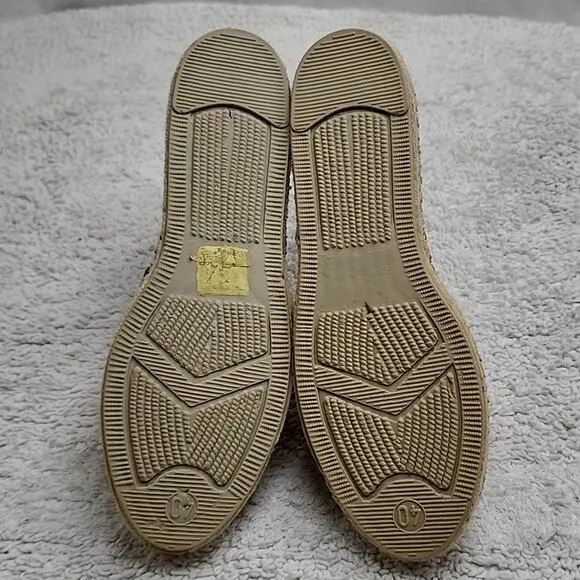ATELIER ALIENOR ESPADRILLE TAN SILVER LEATHER CAP-TOE FLAT SANDALS SIZE 40 NWOB