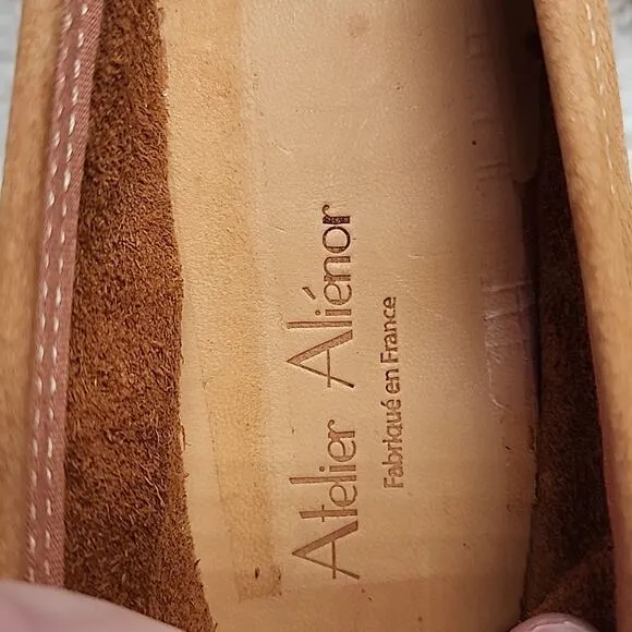 ATELIER ALIENOR ESPADRILLE TAN SILVER LEATHER CAP-TOE FLAT SANDALS SIZE 40 NWOB