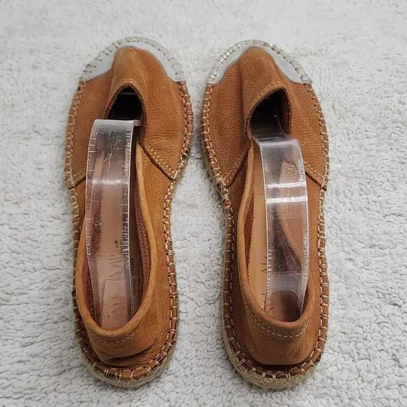ATELIER ALIENOR ESPADRILLE TAN SILVER LEATHER CAP-TOE FLAT SANDALS SIZE 40 NWOB