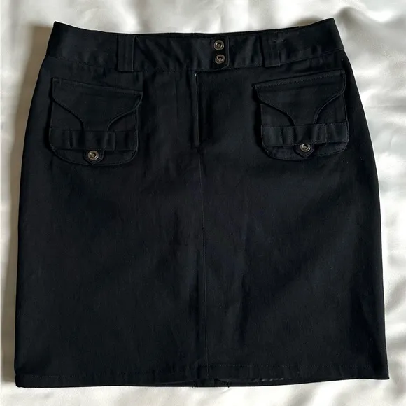 ATELIER BLACK KNEE LENGTH SKIRT SLEEK UTILITY STYLE CLASSIC SIZE/12 LARGE