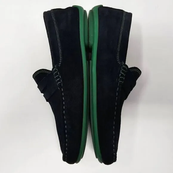 AUSTEN HELLER PENNY LOAFERS MOC DRIVERS BLUE SUEDE GREEN CONTRASTING MENS 8.5