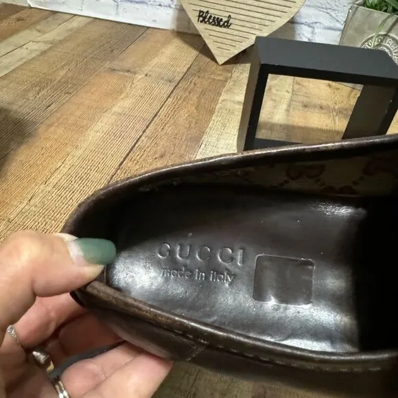 Authentic brown leather Gucci driving loafers