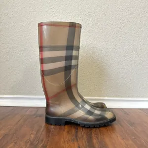 AUTHENTIC BURBERRY LONDON Mid-Calf Rain Boots in Signature Plaid