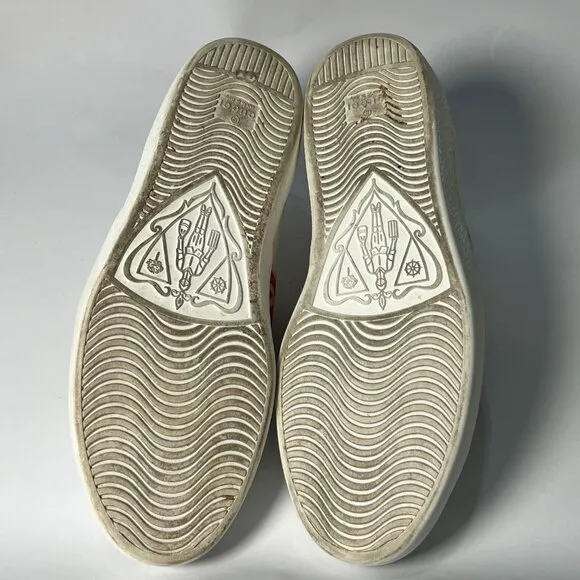 Authentic Gucci Ace White Leather Sneakers  Red &amp; Green Logo Band Mens Size  7.5