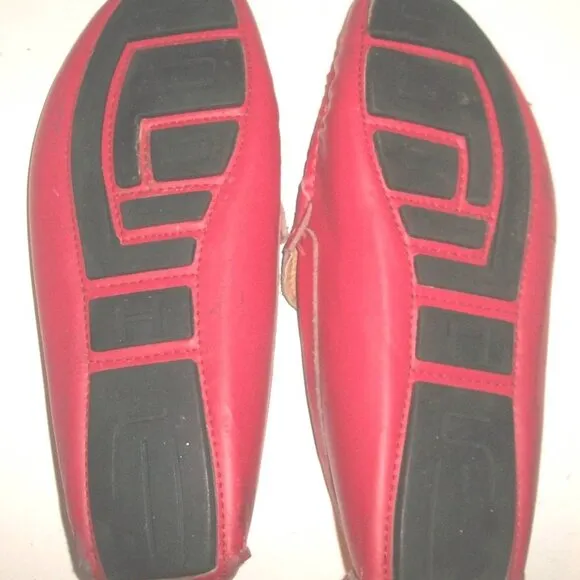 Authentic HERMES Red-Leather Driving Loafers with Cushioned Insoles 8