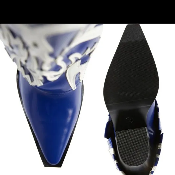 AZALEA WANG- Blue and White Western Boots size: 8