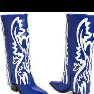 AZALEA WANG- Blue and White Western Boots size: 8