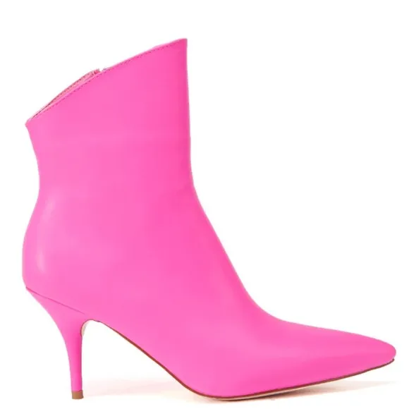 AZALEA WANG Pink Vegan Leather Ankle Boots