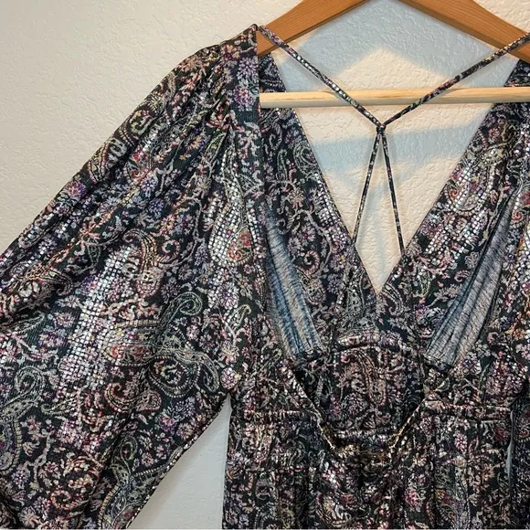BA&amp;SH Robe Glady Paisley Open Back Long Sleeve Maxi Dress size Small / 4 NWOT