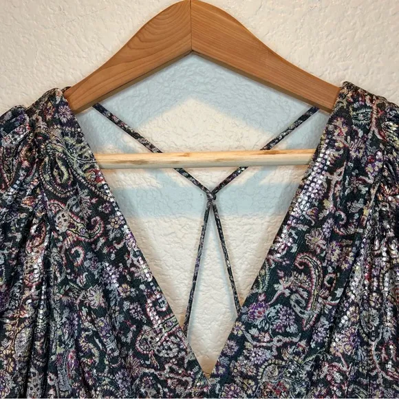 BA&amp;SH Robe Glady Paisley Open Back Long Sleeve Maxi Dress size Small / 4 NWOT