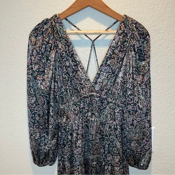 BA&amp;SH Robe Glady Paisley Open Back Long Sleeve Maxi Dress size Small / 4 NWOT
