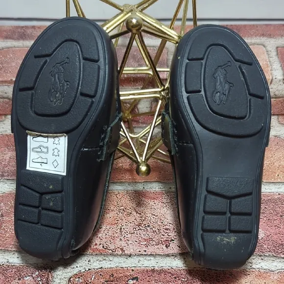 Baby Boy Girl Black Leather Polo Ralph Lauren Penny Loafers Church Preppy 4