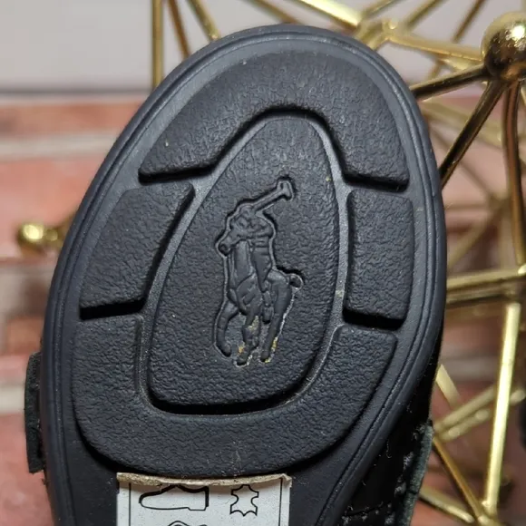 Baby Boy Girl Black Leather Polo Ralph Lauren Penny Loafers Church Preppy 4