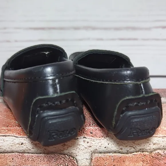 Baby Boy Girl Black Leather Polo Ralph Lauren Penny Loafers Church Preppy 4