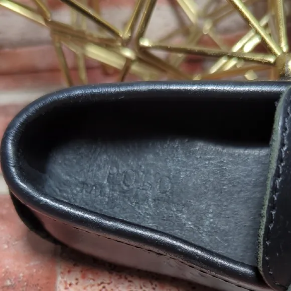 Baby Boy Girl Black Leather Polo Ralph Lauren Penny Loafers Church Preppy 4