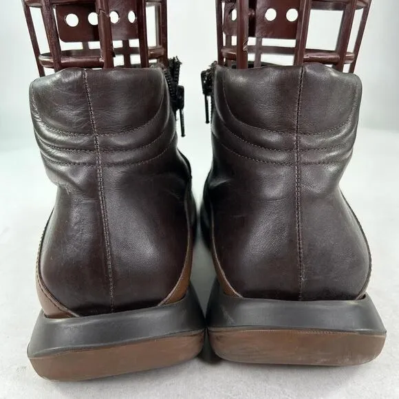 Bacco Bucci Men's Brown Leather Ankle Boots US 10 Side Zip Chunky Designer Boot