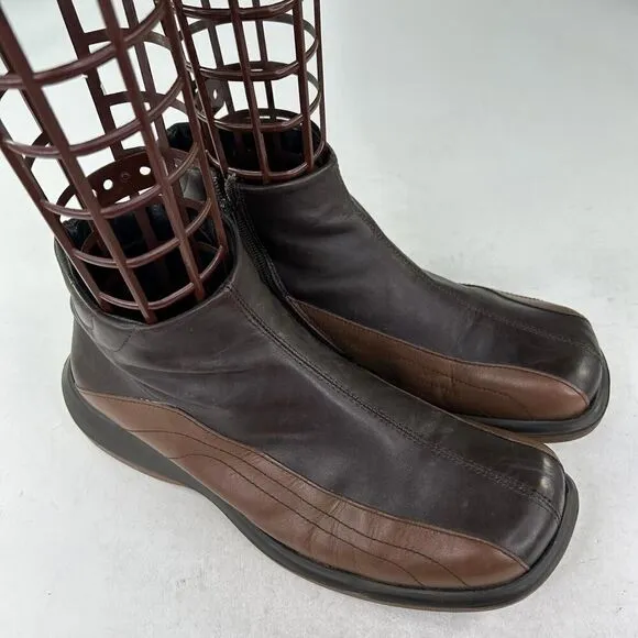 Bacco Bucci Men's Brown Leather Ankle Boots US 10 Side Zip Chunky Designer Boot