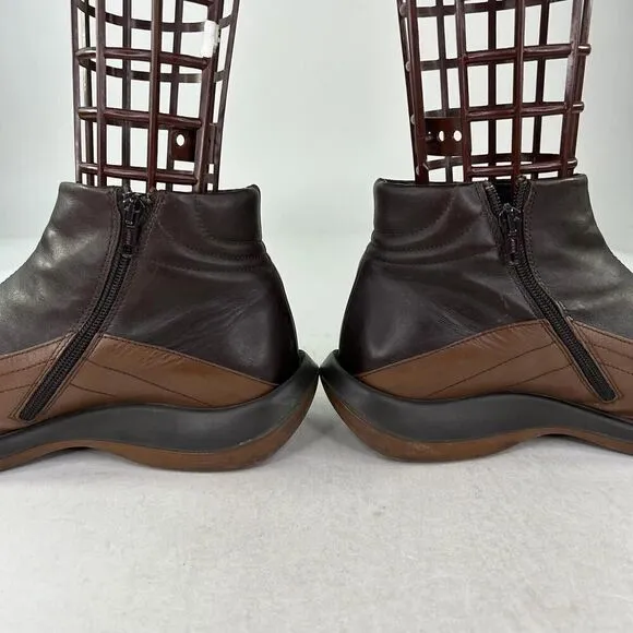 Bacco Bucci Men's Brown Leather Ankle Boots US 10 Side Zip Chunky Designer Boot