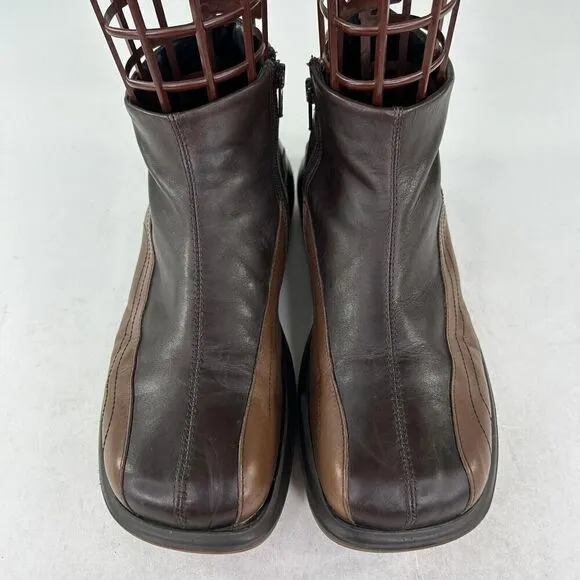 Bacco Bucci Men's Brown Leather Ankle Boots US 10 Side Zip Chunky Designer Boot