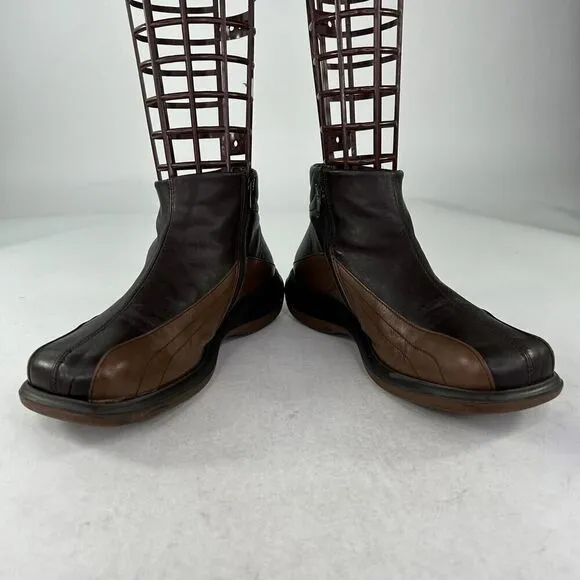 Bacco Bucci Men's Brown Leather Ankle Boots US 10 Side Zip Chunky Designer Boot