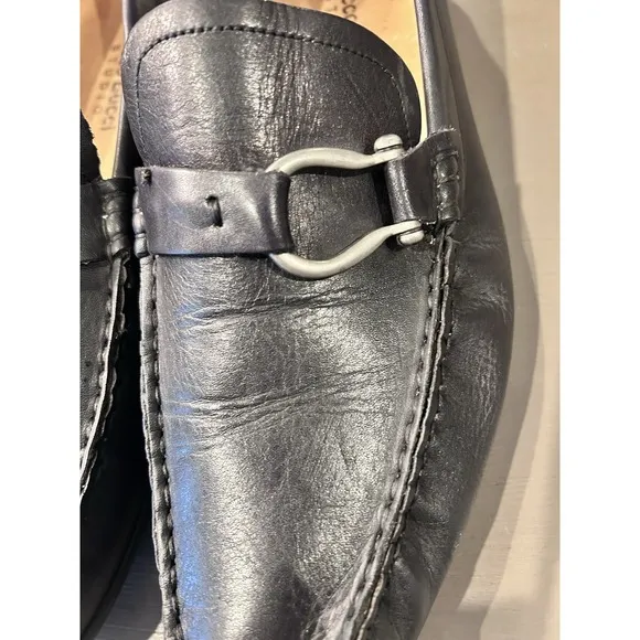 Bacco Bucci Studio Mens Driving Loafers Shoes Size 8 Black Leather Slip On