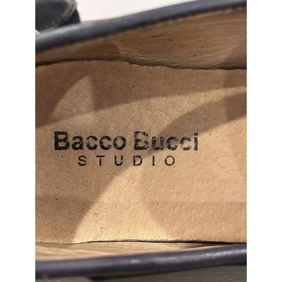 Bacco Bucci Studio Mens Driving Loafers Shoes Size 8 Black Leather Slip On