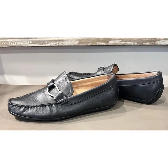 Bacco Bucci Studio Mens Driving Loafers Shoes Size 8 Black Leather Slip On