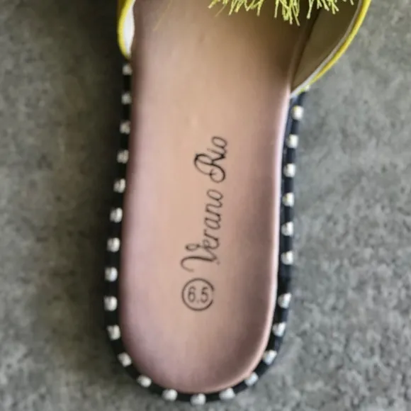 BACK IN STOCK Marigold Yellow Pom Pom Slip-On Mule Sandals