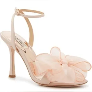 Badgley Mischka Nessie Blush Stiletto Heel Bow Sandals Size 8.5