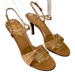 BALENCIAGA Custom Originals Tan Ankle Strap Open-toe Heels Sandals Size 8 AA