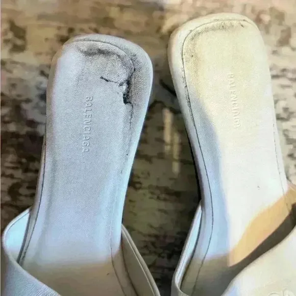 Balenciaga Duty Free 60mm white shiny women’s sandals size 6