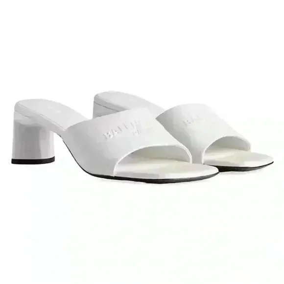 Balenciaga Duty Free 60mm white shiny women’s sandals size 6