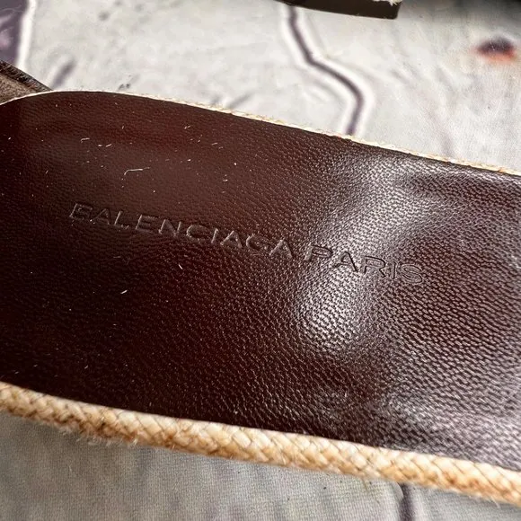 Balenciaga Sandals size 36 US 6 Open Toe Ankle Strap Beige Brown Woven