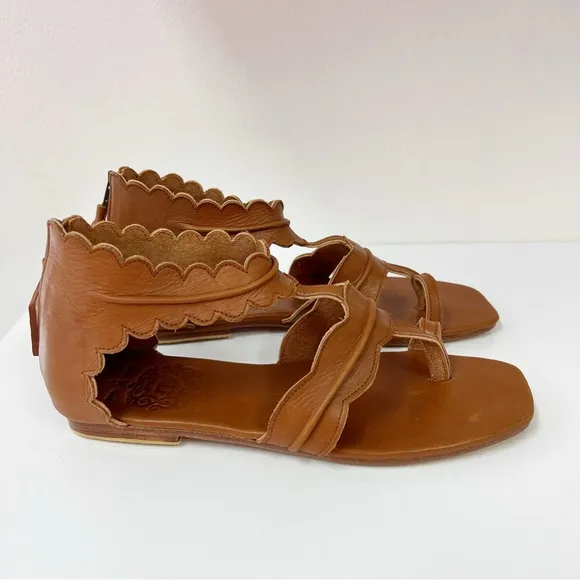 Bali Elf Handmade Leather Sandals Zip Back 9 Gladiator Scallop