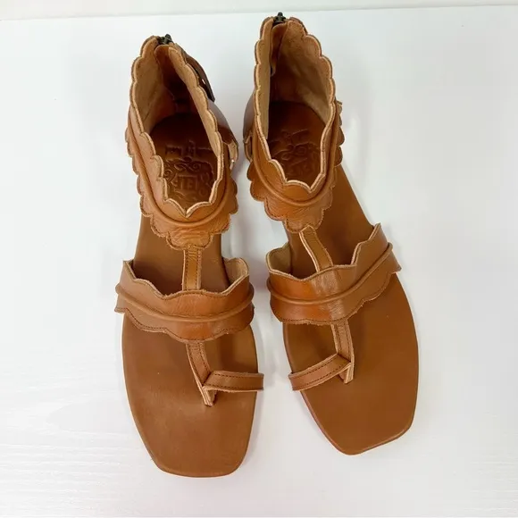 Bali Elf Handmade Leather Sandals Zip Back 9 Gladiator Scallop