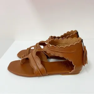 Bali Elf Handmade Leather Sandals Zip Back 9 Gladiator Scallop